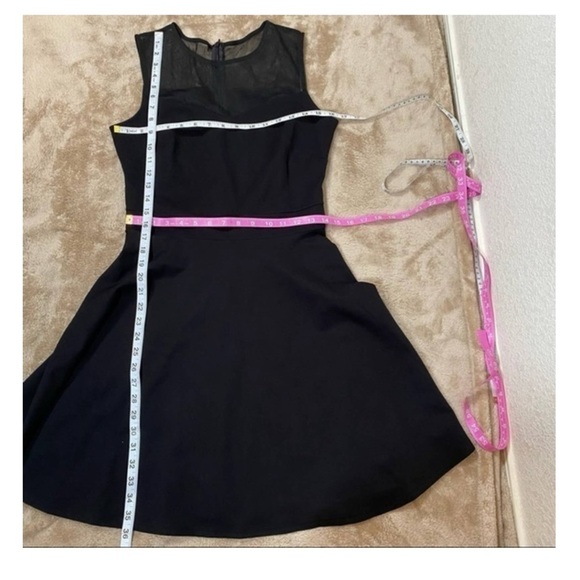 Sleeveless Contrast Mesh Yoke Pleated Dress NWT - Picture 8 of 10